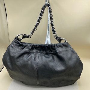 Vintage Talbots Pebbled Leather Pewter Silver Chain Purse